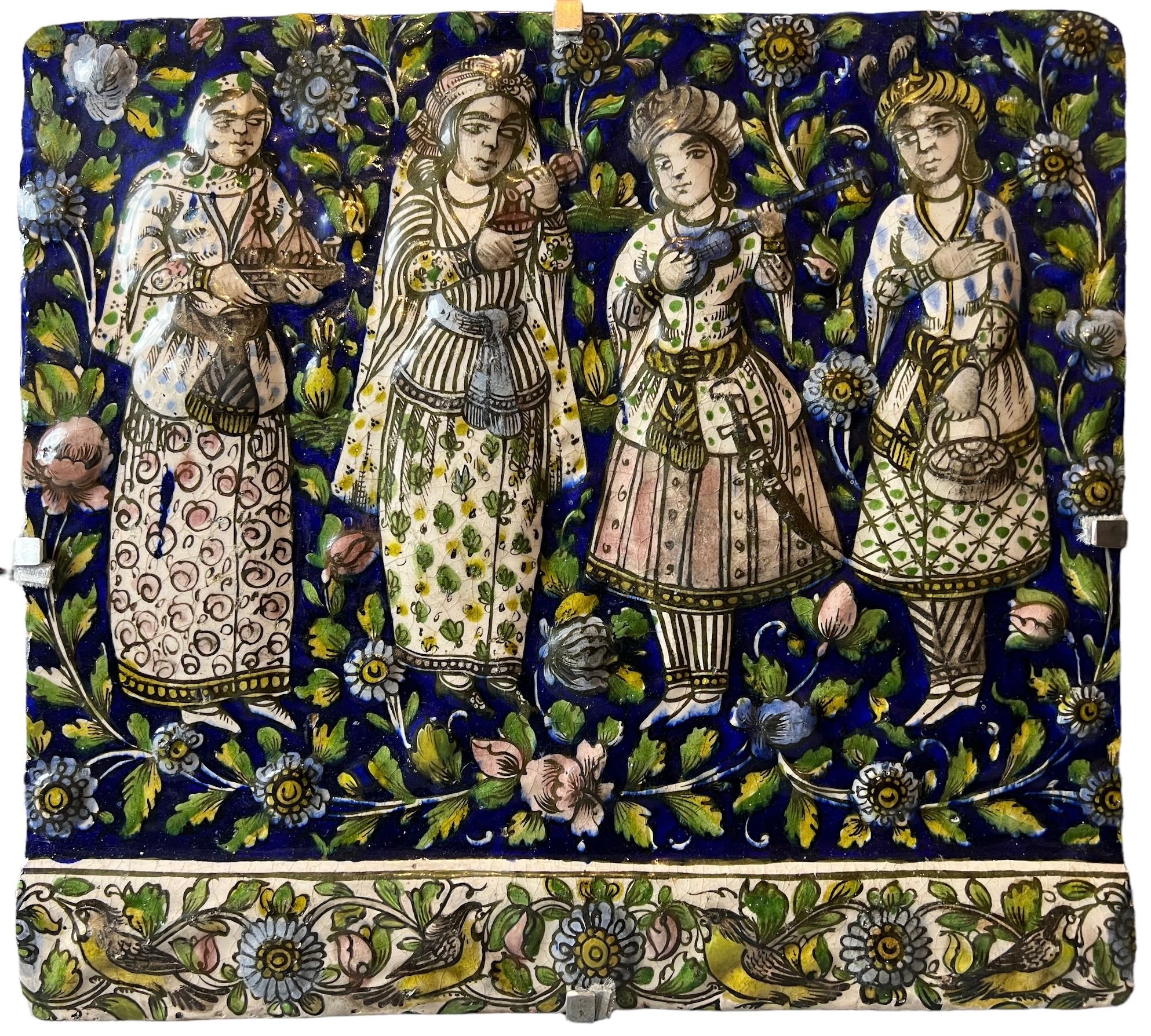 Antique Qajar Moulded Tile